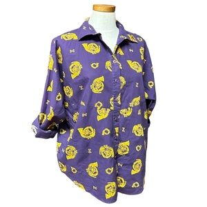 Alexander Campbell Vintage Shirt French Horn Print Purple music band 14 large